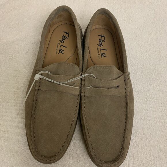Flag Ltd Napa Glove Leather Driving Loafers Mens 8 Beige New - Picture 2 of 6
